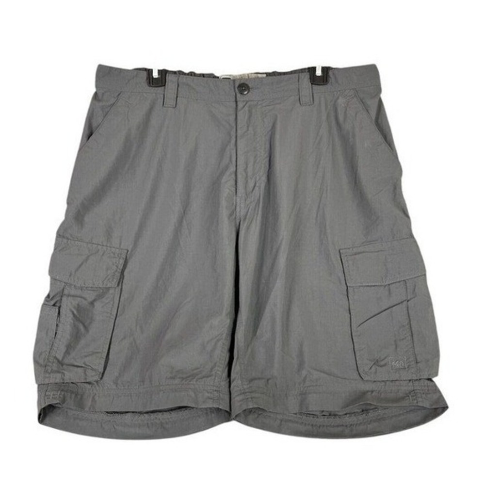 REI Cargo Shorts Mens XL Gray Nylon Elastic Waist‎ Regular Pockets Comfortable
